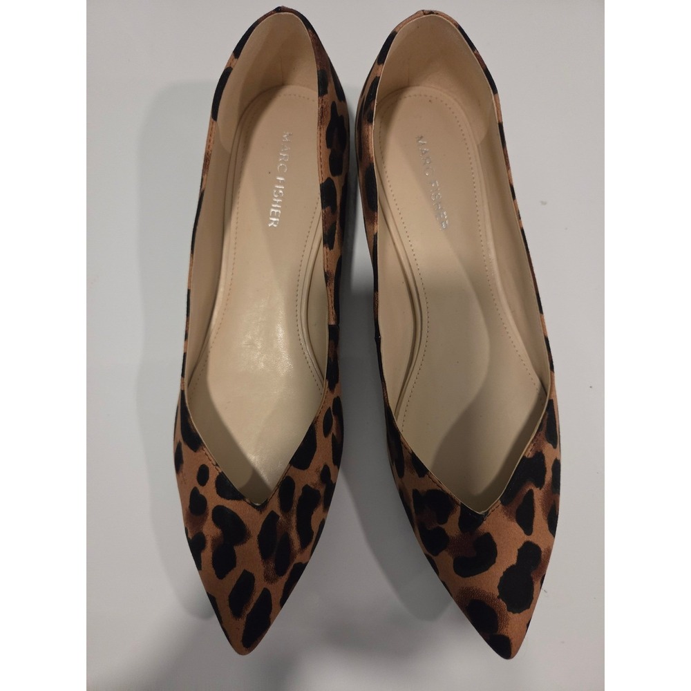 Marc Fisher Womens Leopard Print Pointed Toe Flats Shoes 10M Animal Print